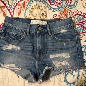 Abercrombie & Fitch Distressed Blue Jean Shorts